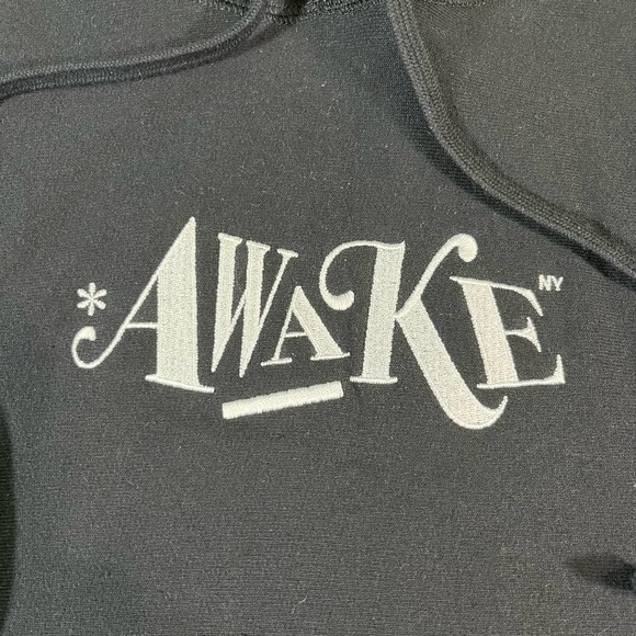 Awake Pullover Black Hoodie Embroidered Mens Sz L New - Picture 2 of 7
